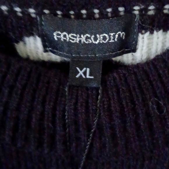 *NWT* FashGudim Black & White Sweater Sz XL - Picture 4 of 8